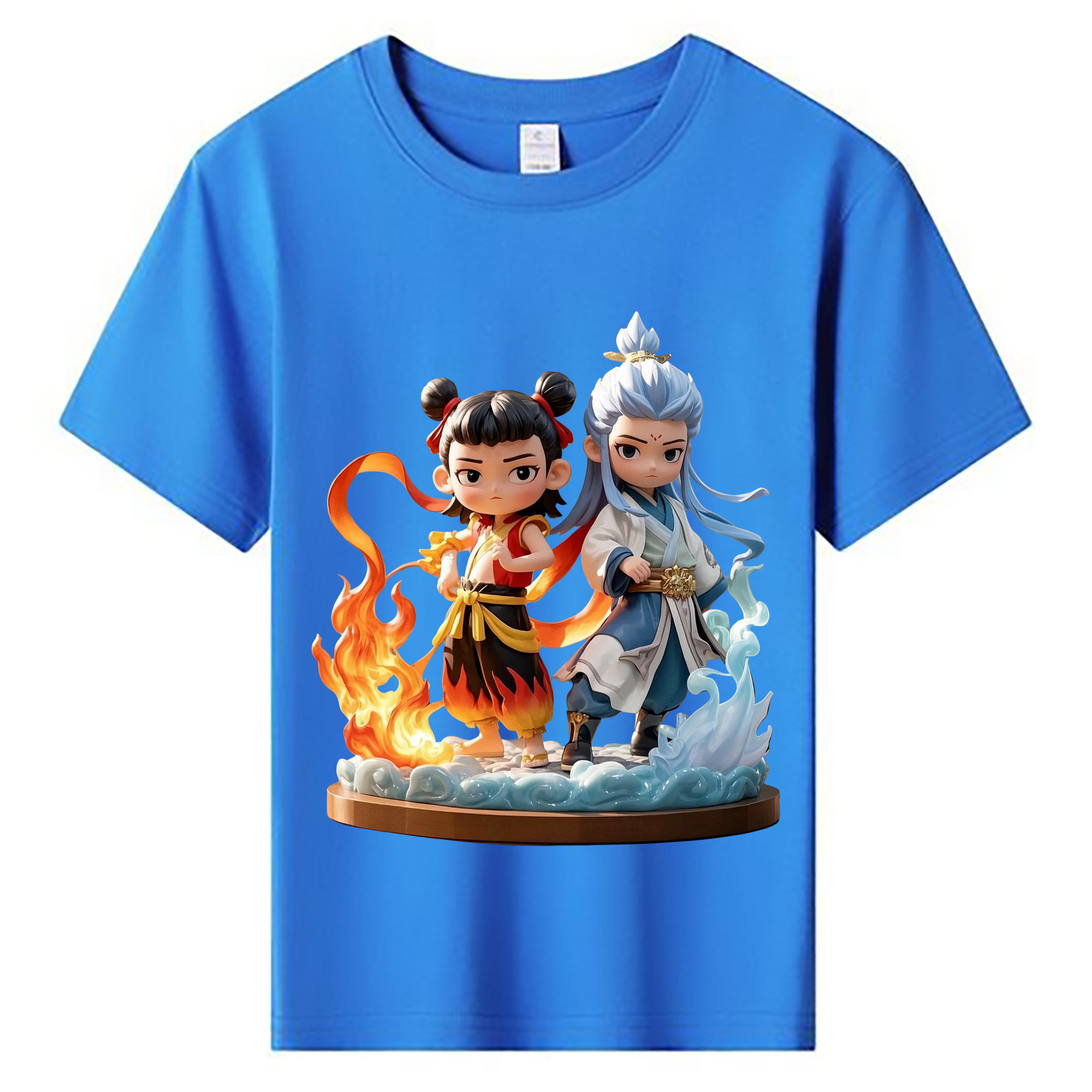 （画像用） Ne Zha 2 ナタ 魔童の大暴れ 綿100％キッズTシャツ（フロントプリント）